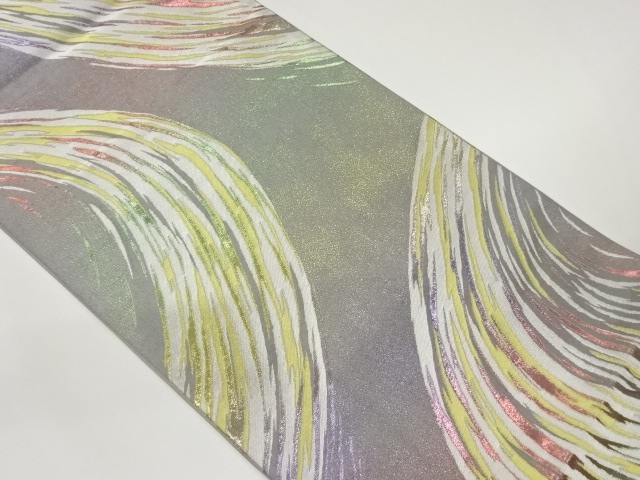 JAPANESE FUKURO OBI / WOVEN ABSTRACT WAVY STRIPE